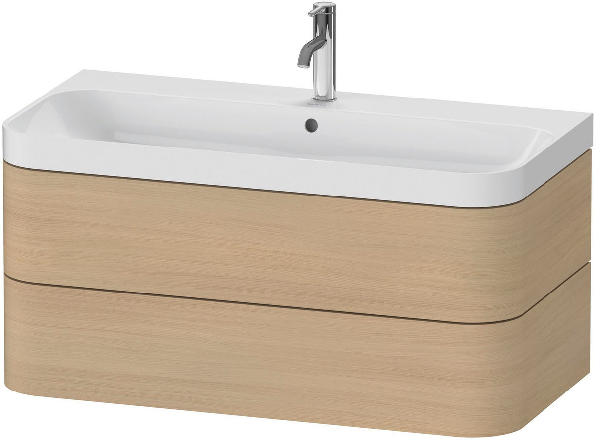 DURAVIT Happy D.2 c-shaped Waschtischset 975 mm wandhängend mit Tip-on und Soft-Close