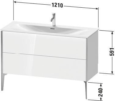 Duravit Waschtischunterbau XVIU 1210 mm weiß matt mit Tip-On-Technik und Siphonausschnitt