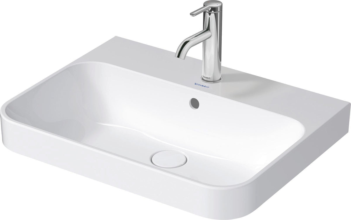 DURAVIT Aufsatzbecken Happy D.2 Plus 600 mm Weiß mit Überlauf und Hahnlochbank