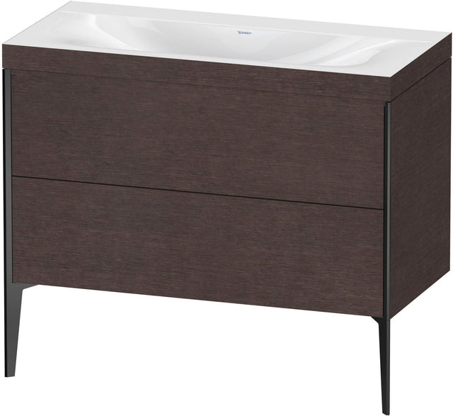 DURAVIT XViu Waschtischunterbauset 1000 mm, 2 Auszüge, Eiche dunkel gebürstet, schwarz matt