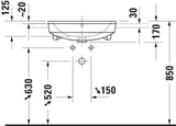 Duravit No.1 Halbeinbau-Waschtisch 550 mm weiß mit Überlauf und Hahnlochbank