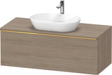 Duravit D-Neo Konsolenwaschtischunterbau 1200 mm Eiche Terra Matt mit 1 Auszug und Bronze Griff