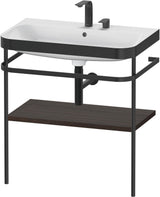 Duravit Happy D.2 c-bonded Waschtischset mit Metallkonsole, Nussbaum gebürstet, 775 mm
