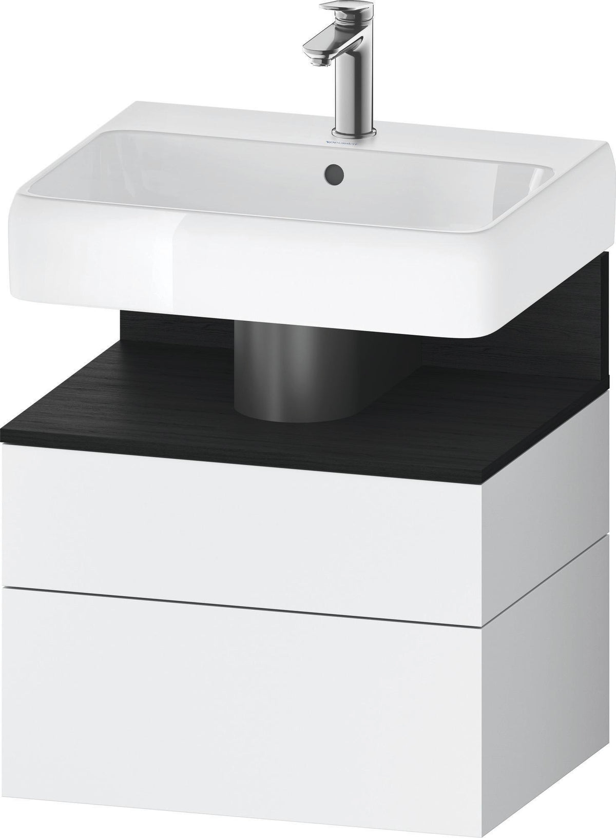 DURAVIT Qatego Waschtischunterbau 590 mm wandhängend, 1 Auszug, weiß Hochglanz, Nische Eiche Schwarz