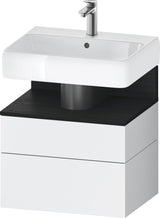 DURAVIT Qatego Waschtischunterbau 590 mm wandhängend, 1 Auszug, weiß Hochglanz, Nische Eiche Schwarz