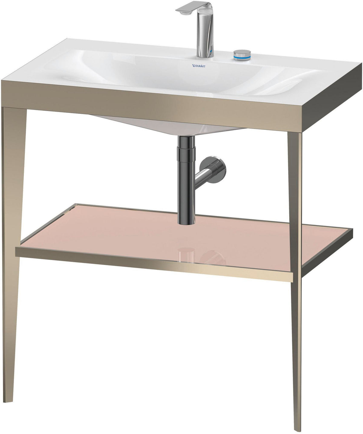 Duravit XViu Waschtischunterbau 800 mm mit Möbelwaschtisch, Metallkonsole, champagner matt/schwarz hochglanz