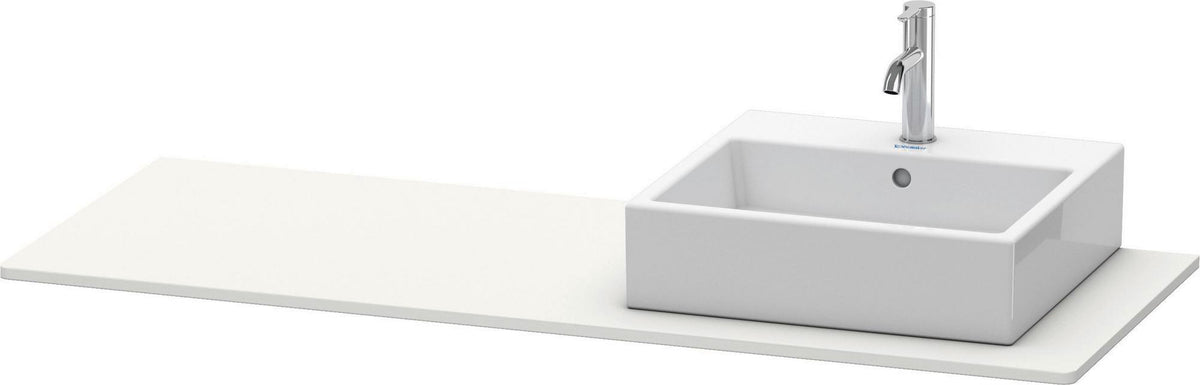 Duravit XSquare Konsole 1400x550mm betongrau matt – 1 Ausschnitt, mit Siphonaussparung