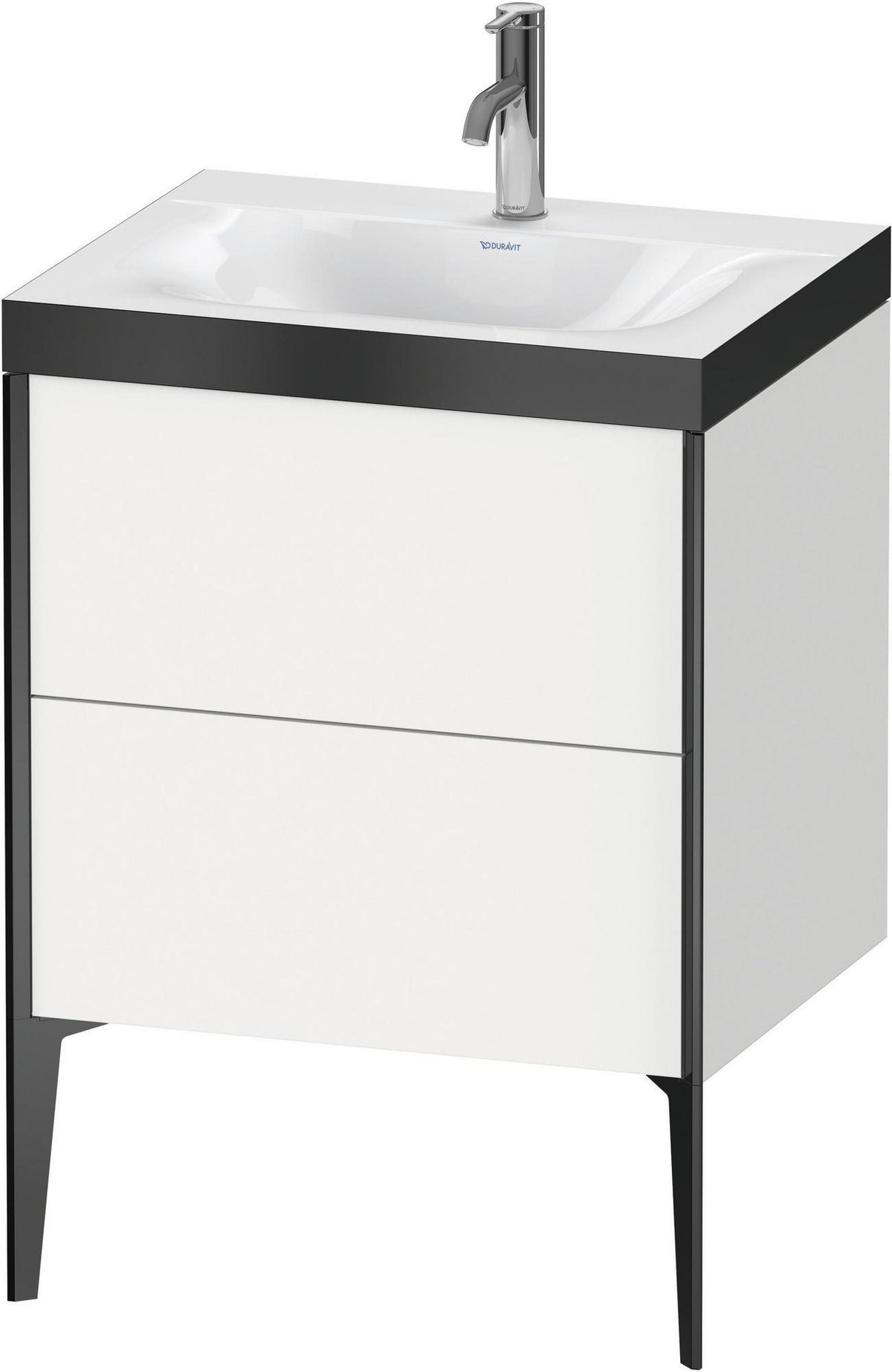 DURAVIT XViu c-bonded Set bodenstehend 610 mm, 2 Auszüge, schwarz matt/weiß hochglanz