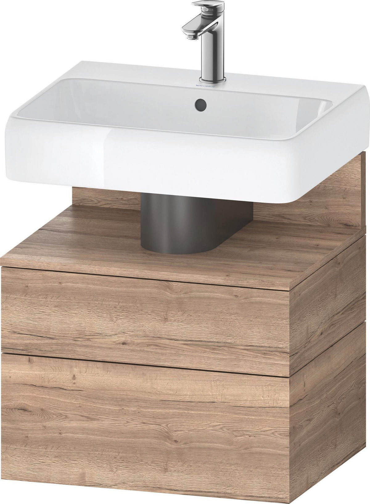 DURAVIT Qatego Waschtischunterbau 590 mm wandhängend, 1 Auszug, weiß Hochglanz, Nische Eiche Schwarz
