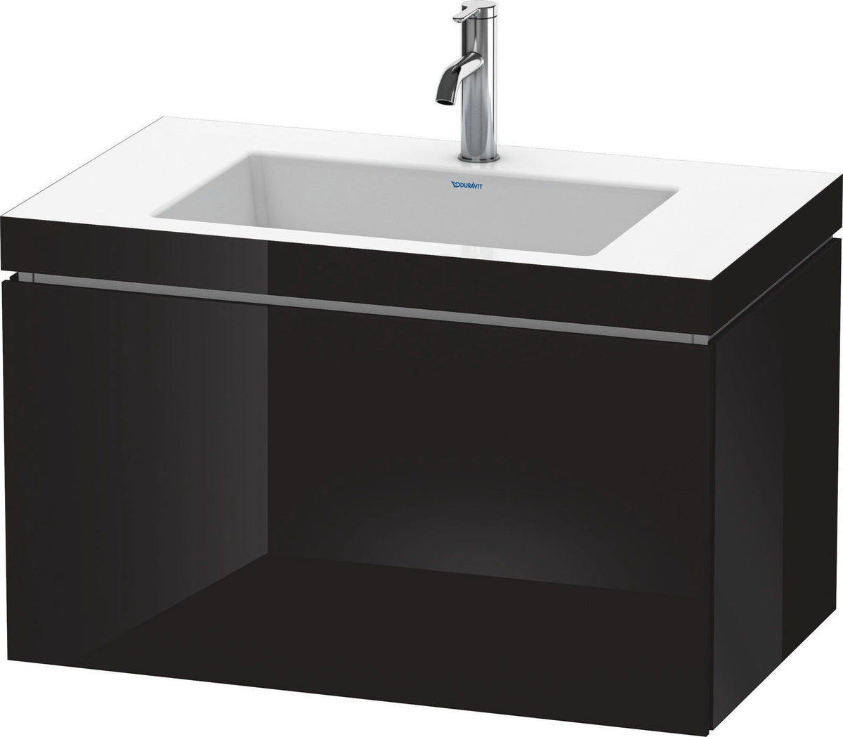 Duravit L-Cube c-bonded Waschtischset 800 mm mit Vero Air Waschtisch, 1 Auszug, Schwarz Hochglanz