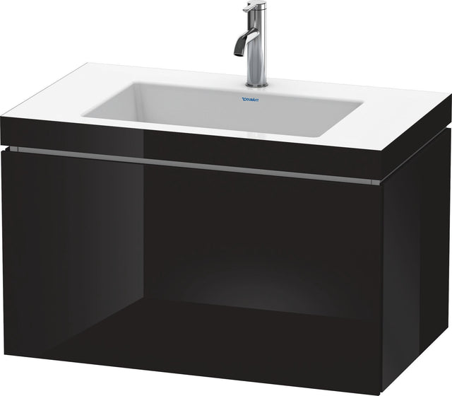 Duravit L-Cube c-bonded Waschtischset 800 mm mit Vero Air Waschtisch, 1 Auszug, Schwarz Hochglanz