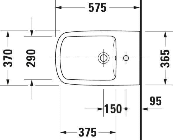 DURAVIT DuraStyle Stand-Bidet 370 mm weiß mit Überlauf, Hahnlochbank & WonderGliss