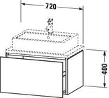 DURAVIT L-Cube Konsolenwaschtischunterbau 720 mm betongrau matt mit Tip-on-Auszug