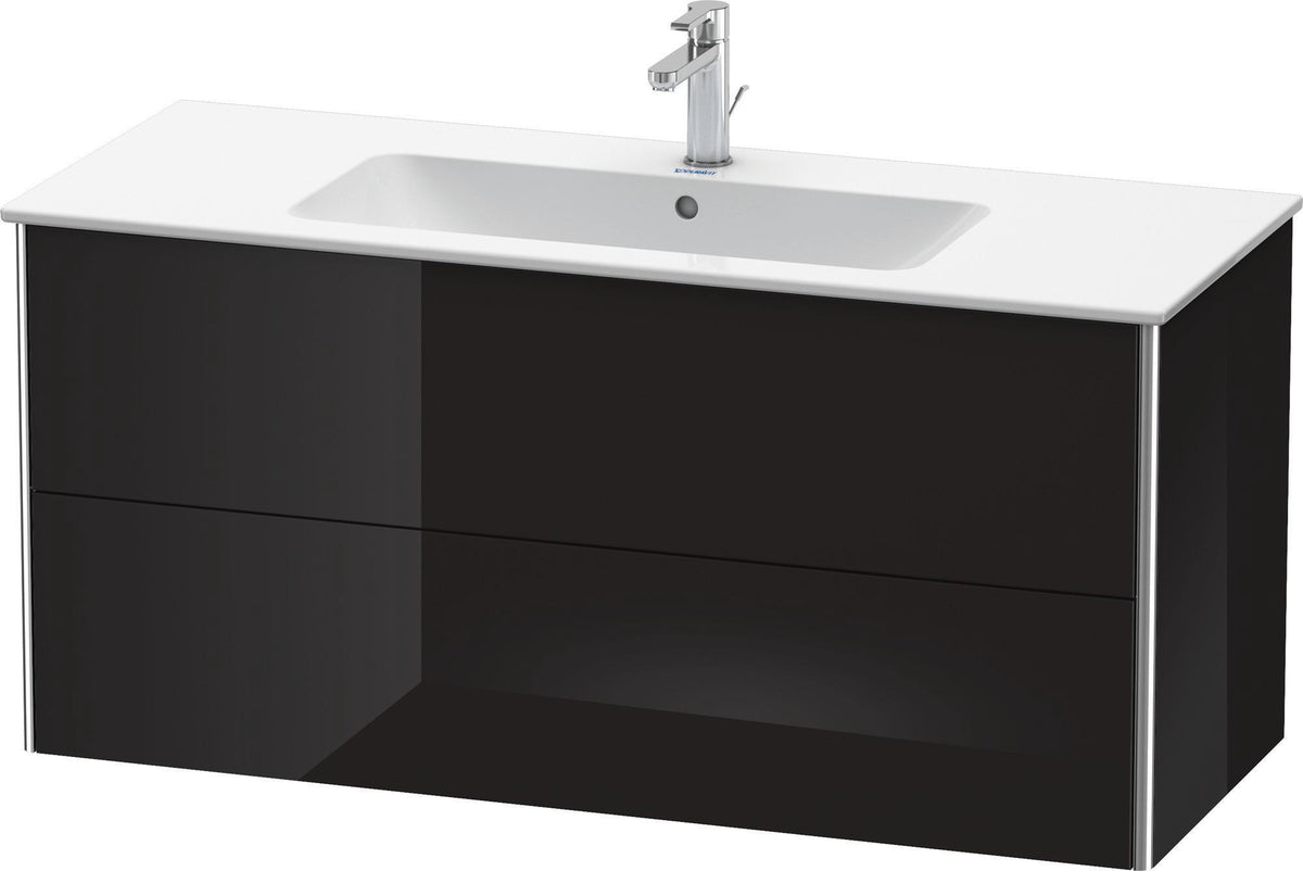 DURAVIT XSquare Waschtischunterbau 1210 mm, 2 Schubkästen, Schwarz Hochglanz – Wandhängend