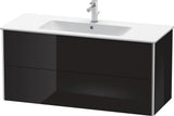 DURAVIT XSquare Waschtischunterbau 1210 mm, 2 Schubkästen, Schwarz Hochglanz – Wandhängend