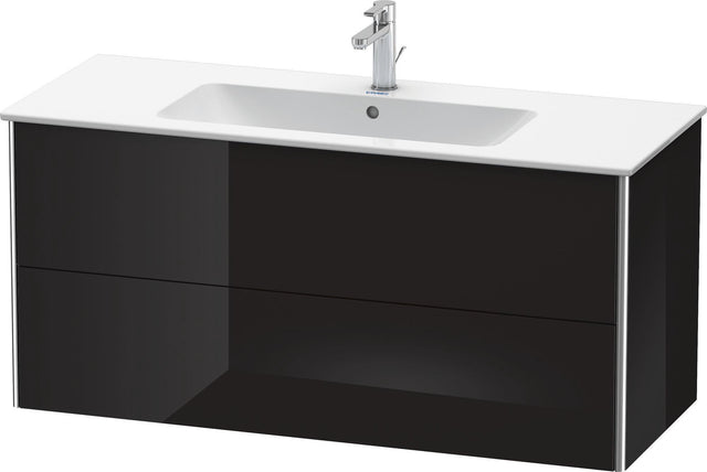 DURAVIT XSquare Waschtischunterbau 1210 mm, 2 Schubkästen, Schwarz Hochglanz – Wandhängend