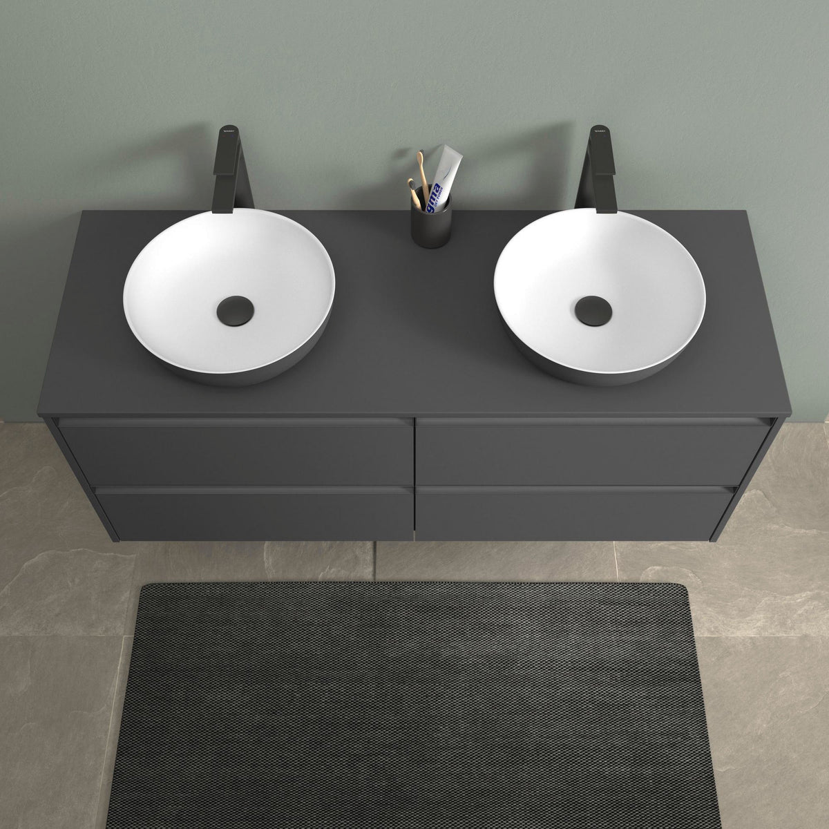 DURAVIT Sivida Aufsatzwaschtisch 400 mm rund DuroCast Plus ohne Überlauf