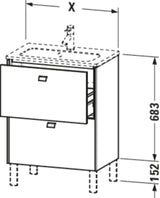 Duravit Waschtischunterbau Brioso Compact 683 mm betongrau matt mit 2 Auszügen