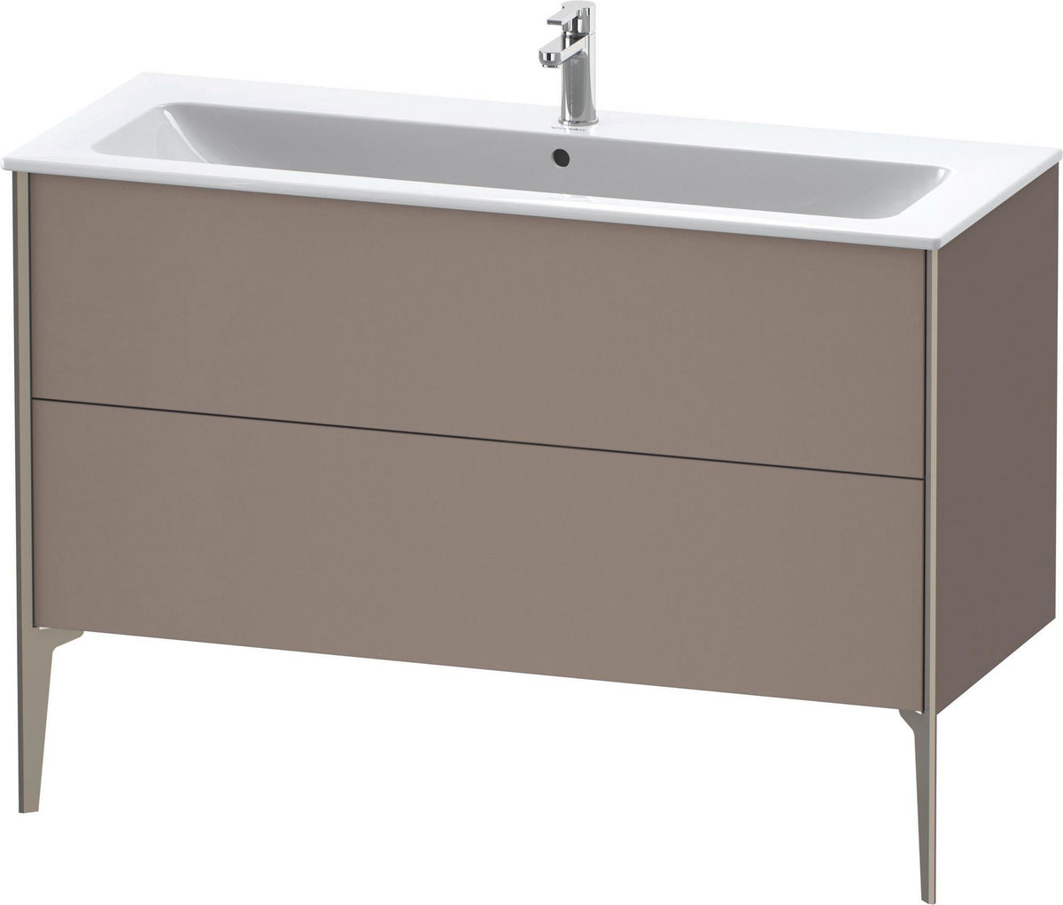 DURAVIT XViu Waschtischunterbau bodenstehend 1210 mm, 2 Auszüge, champagner matt/weiß matt