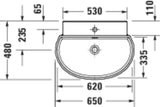 DURAVIT Balcoon Waschtisch 650x480 mm mit Überlauf, Hahnloch und Ablaufventil in Weiß