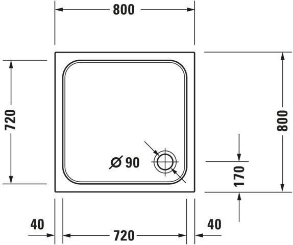 DURAVIT D-Code Duschwanne 800x800 mm Weiß Sanitäracryl mit Antislip