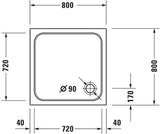 DURAVIT D-Code Duschwanne 800x800 mm Weiß Sanitäracryl mit Antislip