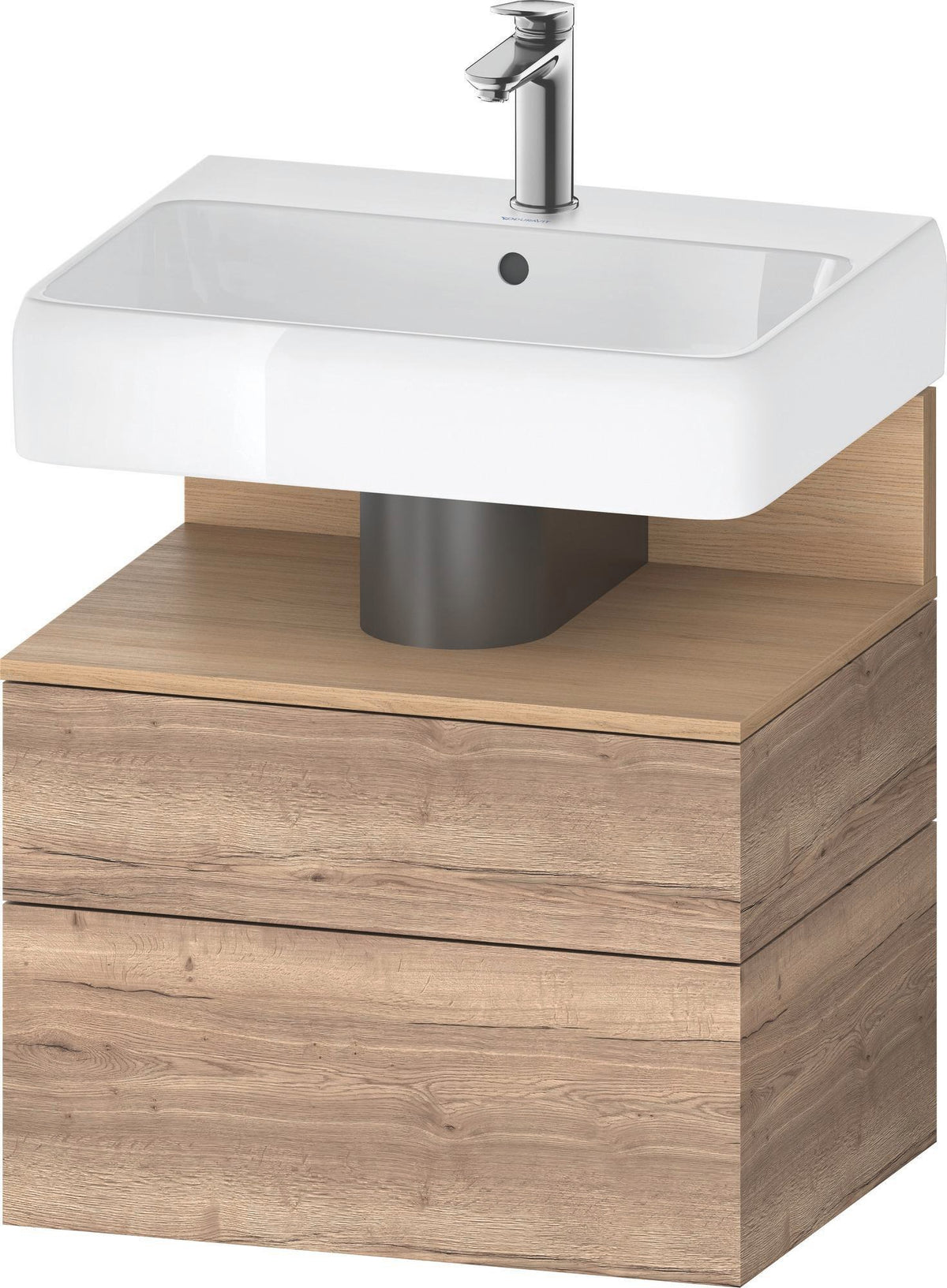 DURAVIT Qatego Waschtischunterbau 590 mm wandhängend, 1 Auszug, weiß Hochglanz, Nische Eiche Schwarz