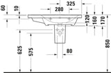 Duravit D-Neo Waschtisch 800 mm weiß mit WonderGliss, Becken rechts, Wandmontage