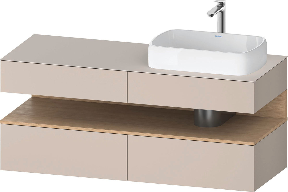 DURAVIT Qatego Konsolenwaschtischunterbau 1400 mm Weiß Matt Eiche Schwarz Matt wandhängend