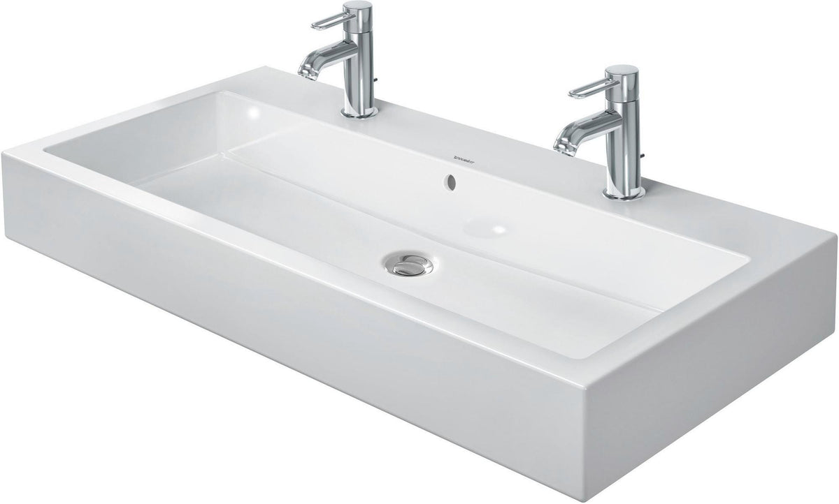 Duravit Waschtisch Vero 1000 mm mit Überlauf, 2 Hahnlöchern und geschliffenem Weiß