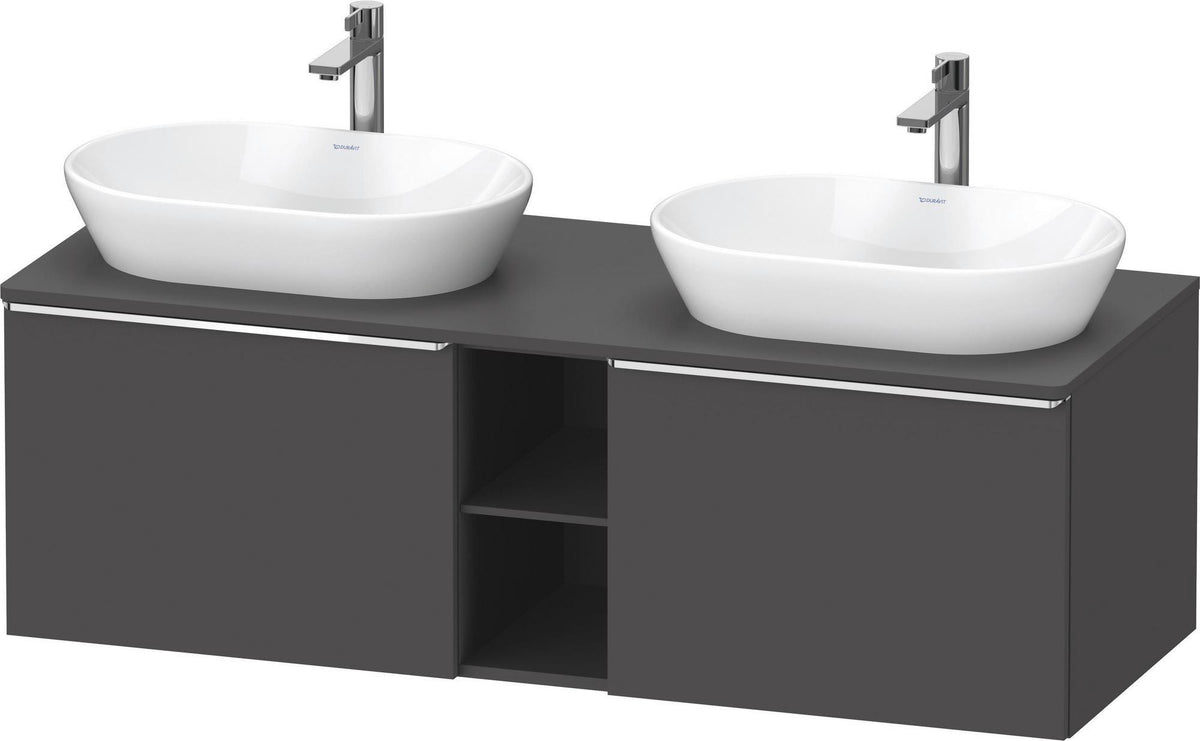 DURAVIT D-Neo Konsolenwaschtischunterbau 1400 mm betongrau matt mit 2 Auszügen und Bronze-Griffen