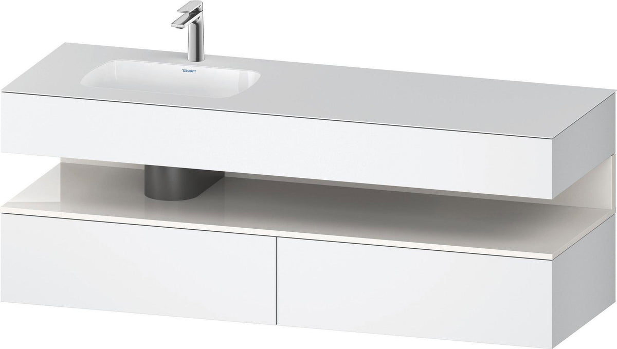 DURAVIT Qatego Studio F. A. Porsche Einbauwaschtisch mit Konsolenwaschtischunterbau 1600 mm Weiß Matt