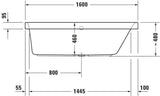 DURAVIT Happy D.2 Einbau-Badewanne 1600x700 mm Weiß mit Rückenschräge rechts