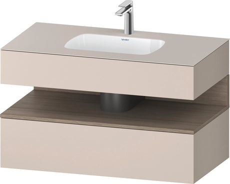 DURAVIT Qatego Einbauwaschtisch mit Konsolenwaschtischunterbau Eiche Terra & Weiß Matt 1000 mm