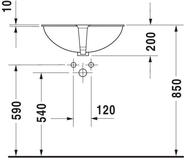 Duravit Einbauwaschtisch SANTOSA 510x375mm mit Überlauf, ohne Hahnloch, weiß