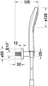 Duravit Brausehalterset Minus Flow in Chrom – Softrain, Rain & IntenseRain Strahlarten