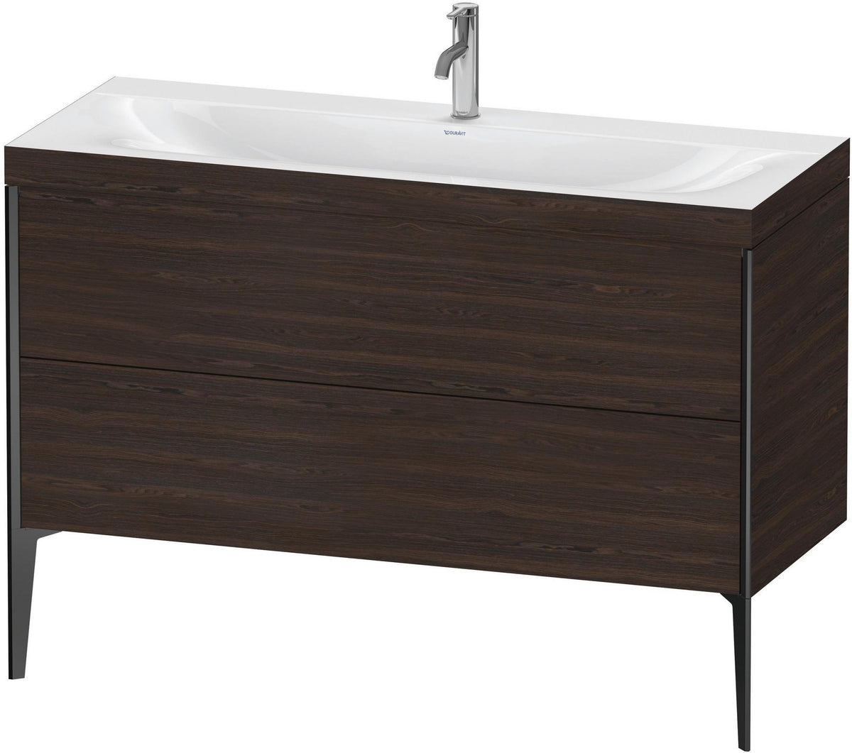 DURAVIT XViu c-bonded Waschtischunterbauset 1200 mm, 2 Auszüge, Nussbaum/Schwarz matt