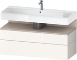 Duravit Qatego Waschtischunterbau 1190 mm – Weiß Matt mit Eiche Schwarz Nische, 1 Auszug, LED