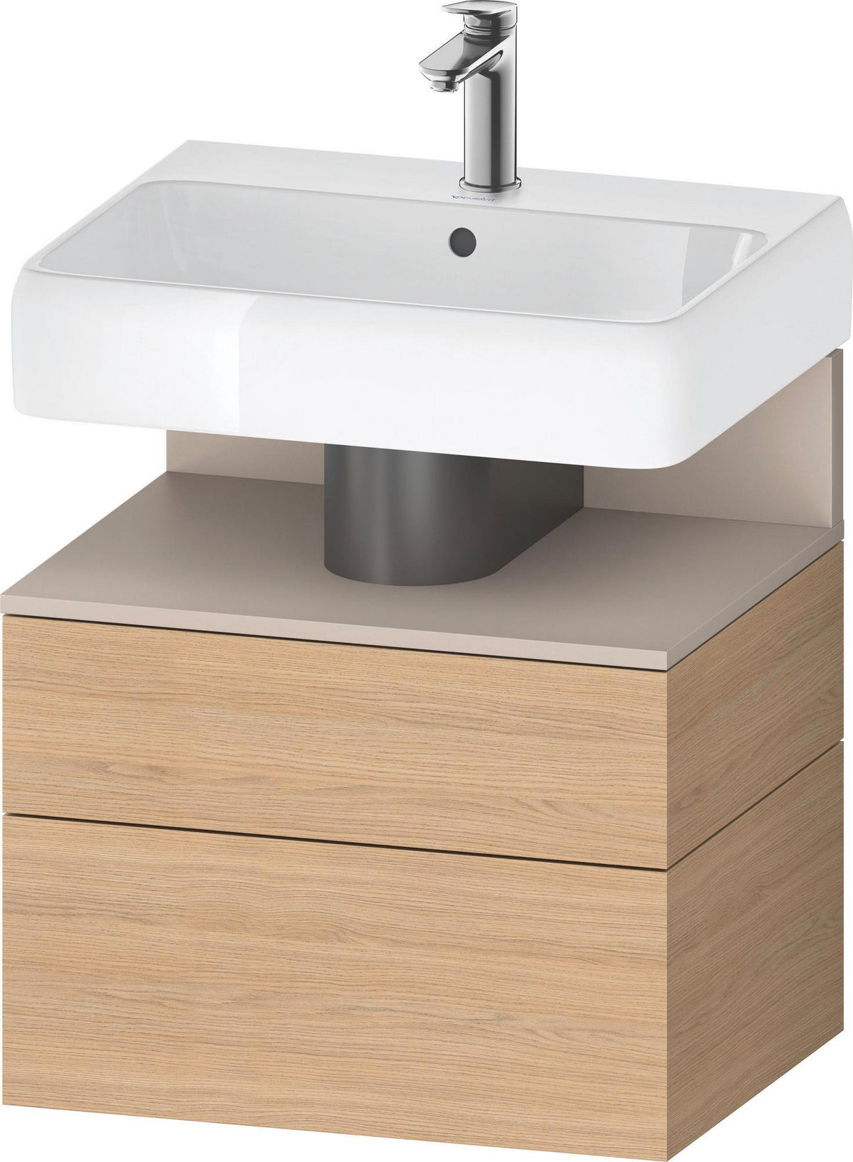 DURAVIT Qatego Waschtischunterbau 590 mm wandhängend, 1 Auszug, weiß Hochglanz, Nische Eiche Schwarz