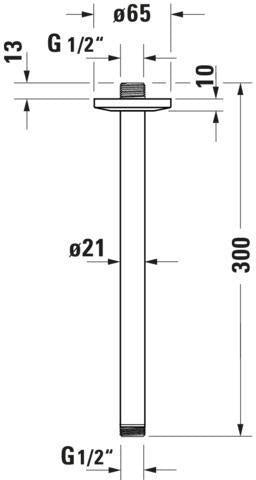 DURAVIT Brausearm L 300mm Deckenmontage Rosette Rund Gold Poliert