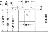 Duravit DuraSquare Waschtisch 600 mm weiß mit Hahnloch ohne Überlauf für Wandmontage