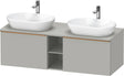 DURAVIT D-Neo Konsolenwaschtischunterbau 1400 mm betongrau matt mit 2 Auszügen und Bronze-Griffen