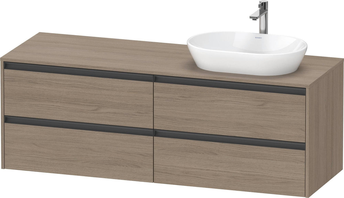 Duravit Ketho.2 Konsolen-Waschtischunterbau 1600 mm Eiche Terra mit 4 Schubkästen