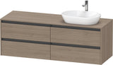 Duravit Ketho.2 Konsolen-Waschtischunterbau 1600 mm Eiche Terra mit 4 Schubkästen