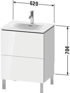 Duravit L-Cube Waschtischunterbau 620 mm weiß matt mit 2 Auszügen und Tip-On-Technik