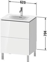 Duravit L-Cube Waschtischunterbau 620 mm weiß matt mit 2 Auszügen und Tip-On-Technik