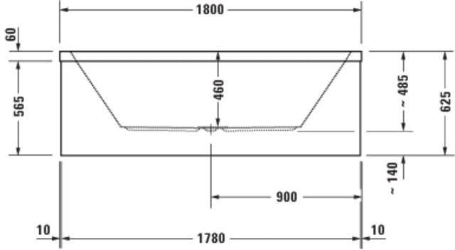 DURAVIT Starck Badewanne 1800x900 mm Einbau 2 Rückenschrägen Weiß