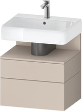 DURAVIT Qatego Waschtischunterbau 590 mm wandhängend, 1 Auszug, weiß Hochglanz, Nische Eiche Schwarz