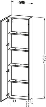 DURAVIT L-Cube Hochschrank 500 mm, 1 Tür rechts, flannel grey seidenmatt, wandhängend