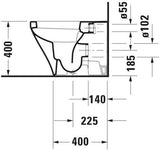 DURAVIT DuraStyle Stand-WC 575 mm Tiefspüler, Abgang waagerecht, WonderGliss, weiß